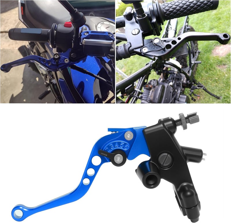 VUOZIP 7/8" 22mm Motorcycle Brake Lever Handlebar Master Cylinder Clutch Levers Left & Right Set + Hand Grips + Handlebar Ends Set for Harley Honda Kawasaki Suzuki Yamaha (Blue) - Image 4